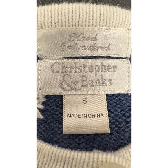 ❄️ Christopher & Banks S Hand Embroidered Cardigan – Winter Snow Scene Sweater - Picture 5 of 5